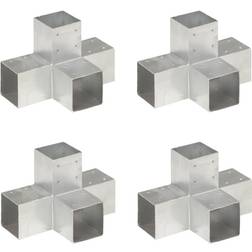 vidaXL Conectores De Postes En x 4 Uds Metal Galvanizado 91x91 mm