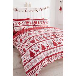 Freemans Noel Red Christmas Double Duvet Cover Grey, Red