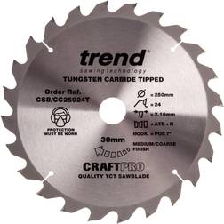 Trend CSB/CC25024T CraftPro Saw Blade Crosscut 250mm x 30mm 24T