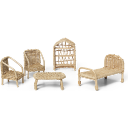 Ferm Living Rattan Dollhouse Furniture Set of 5 Natural