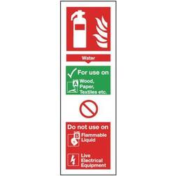 Sign Fire Extinguisher Water 300x100mm Self Adhesive