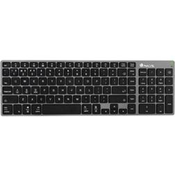 NGS FORTUNE-BT: Clavier sans fil multi dispositifs avec 12 touches multimedia (BT5.0 + BT5.0 + BT5.0). Touches ciseaux X-type. Aluminium. Rechargeable