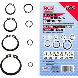 BGS Technic Surtido de anillos de seguridad exteriores (circlip) ø 3 32 mm 300 piezas