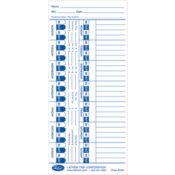 Lathem Time Cards for 1500E Time Clock, 100/Pack (E100) Quill