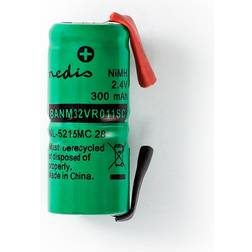 Nedis Laddningsbara Ni-MH batteripaket 2.4 V DC Uppladdningsbara 300 mAh Förladdad 1-Polybag N/A Lödflikar Grön