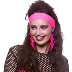 Wicked Costumes 80-tals Örhängen Blixtar Neonrosa 2-pack