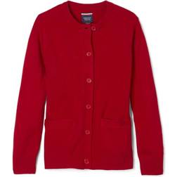 French Toast Big Girl's Anti-Pill Crew Neck Cardigan Sweater - Red