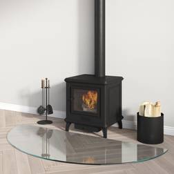 vidaXL (1200 x 500 mm (L x W) Fireplace Glass Plate Half Round 1200x600 mm Spark Protection Plate