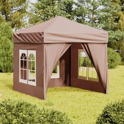 vidaXL Carpa De Fiesta Plegable Con Paredes Laterales Gris Taupe 2 x 2 m