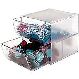 Deflecto 350101 Two Drawer Cube Organizer, Clear Plastic, 6 x 7-1/8 x 6