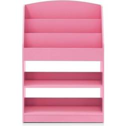 Furinno KidKanac 37.01 in. Pink Faux Wood 5-shelf Etagere Bookcase with