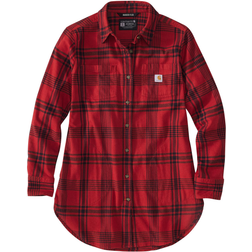 Carhartt Women's Rugged Flex Relaxed Fit Midweight Flannel Long-Sleeve Plaid Tunic - Chili Pepper