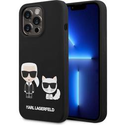 Karl Lagerfeld iPhone 14 Pro Cover Liquid Silicone & Choupette MagSafe Sort