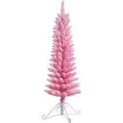 Haute Decor 4 ft. Pre-Lit Incandescent Pink Flocked Cotton Candy Fir Artificial Christmas Tree 48"