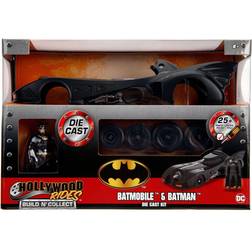 Jada Model Kit Batmobile Matt Black with Batman Diecast Figurine 'Batman' (1989) Movie 'Build N' Collect' 1/24 Diecast Model Car