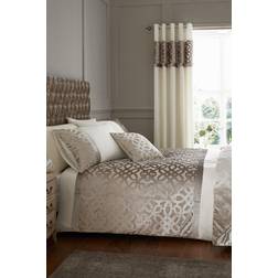 Catherine Lansfield Lattice Cut Velvet Duvet Cover Beige, Brown, Natural, White