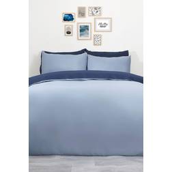 Plain Dyed Reversible Duvet Cover Blue