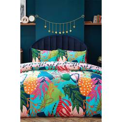 Furn Coralina Tropical Reversible Duvet Cover Orange, Multicolour