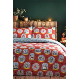 Furn Twelve Days of Christmas Festive Reversible Duvet Cover Red