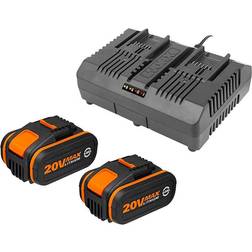 Worx Pack 2 baterías 20v 4 ah cargador doble rápido