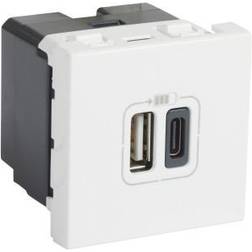 Legrand Mosaic USB lader Type A C 3.0A 15W 2M hvid