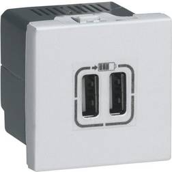 Legrand Mosaic USB lader 2 x type A 2.4A 15W 2M hvid