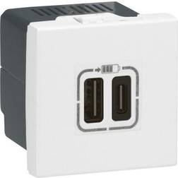 Legrand Mosaic USB lader 2 x type C 3.0A 15W 2M hvid