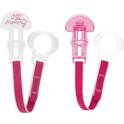 Mam Love & Affection Mommy Pacifier Clip, All Ages Pink 2pk