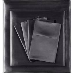Madison Park Satin Luxury Bed Sheet Black (274.3x259.1cm)