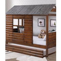 Donco kids Log Cabin Twin Solid Wood Low Loft Bed