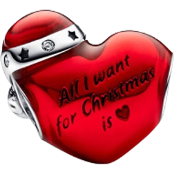 Pandora Christmas Heart Charm -Silver/Red/Transparent