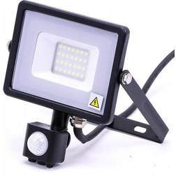 V-TAC VT-20-S Faro Led 20W Ultra Slim Nero Con Sensore Pir 4000K Ip65