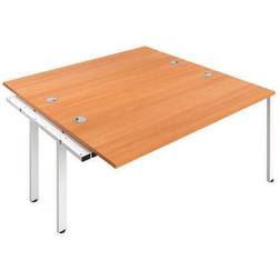 Jemini 2 Person Extension Bench Desk 1400x1600x730mm BeechWhite