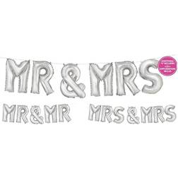 Unique Party Foil Silver Mr. & Mrs. Letter Balloon Banner