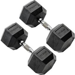 York 17.5Kg Commercial Rubber Hex Dumbbells