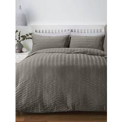 Serene Seersucker Duvet Cover Grey