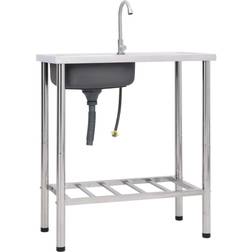 vidaXL Camping Spüle mit Wasserhahn Edelstahl