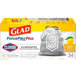 Glad ForceFlex Plus with Kitchen Trash Bags, Drawstring, Lemon Fresh Bleach