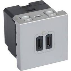 Legrand Mosaic Usb Lader 2 X Type C 3.0a 15w 2m Alu