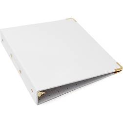 + Hazel Patent Signature 3-Ring Binder In White/gold
