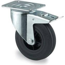 Tente 3377PVR125P62 Länkhjul gummi, broms, platta 105x85 mm 125 mm