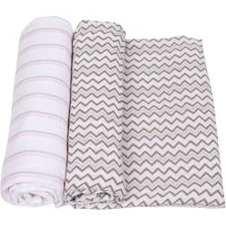 MiracleWare Muslin Swaddle Blanket Pink/Gray 2pk