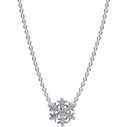 Pandora Sparkling Snowflake Pendant Necklace - Silver/Transparent