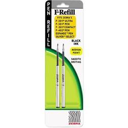 Zebra Refill for F-301, F-301 Ultra, F-402, 301A, Spiral Ballpoint, Med, Black, 2/Pack