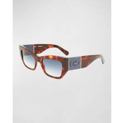 Ferragamo SF1059S 640 Solbriller Acetat Firkantet Normal Skygge - Havana/Rød Blå