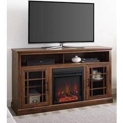 Walker Edison Hazel Dark Walnut Fireplace TV Stand