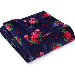 Betsey Johnson French Floral Passport Blue King Blanket Blankets Blue, Red, Pink
