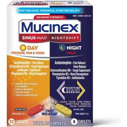 Mucinex Sinus-Max Maximum Strength Pressure, Pain Cough Nightshift Sinus