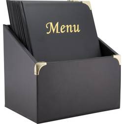 Securit Box Menu Basic 10 Menu In Formato A4 - Nero Con 10 Pagine Non Removibili - Angoli Protettivi In Metallo