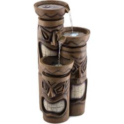 Alpine Corporation Tall 3-Tier Tiki Head Water Fountain Yard